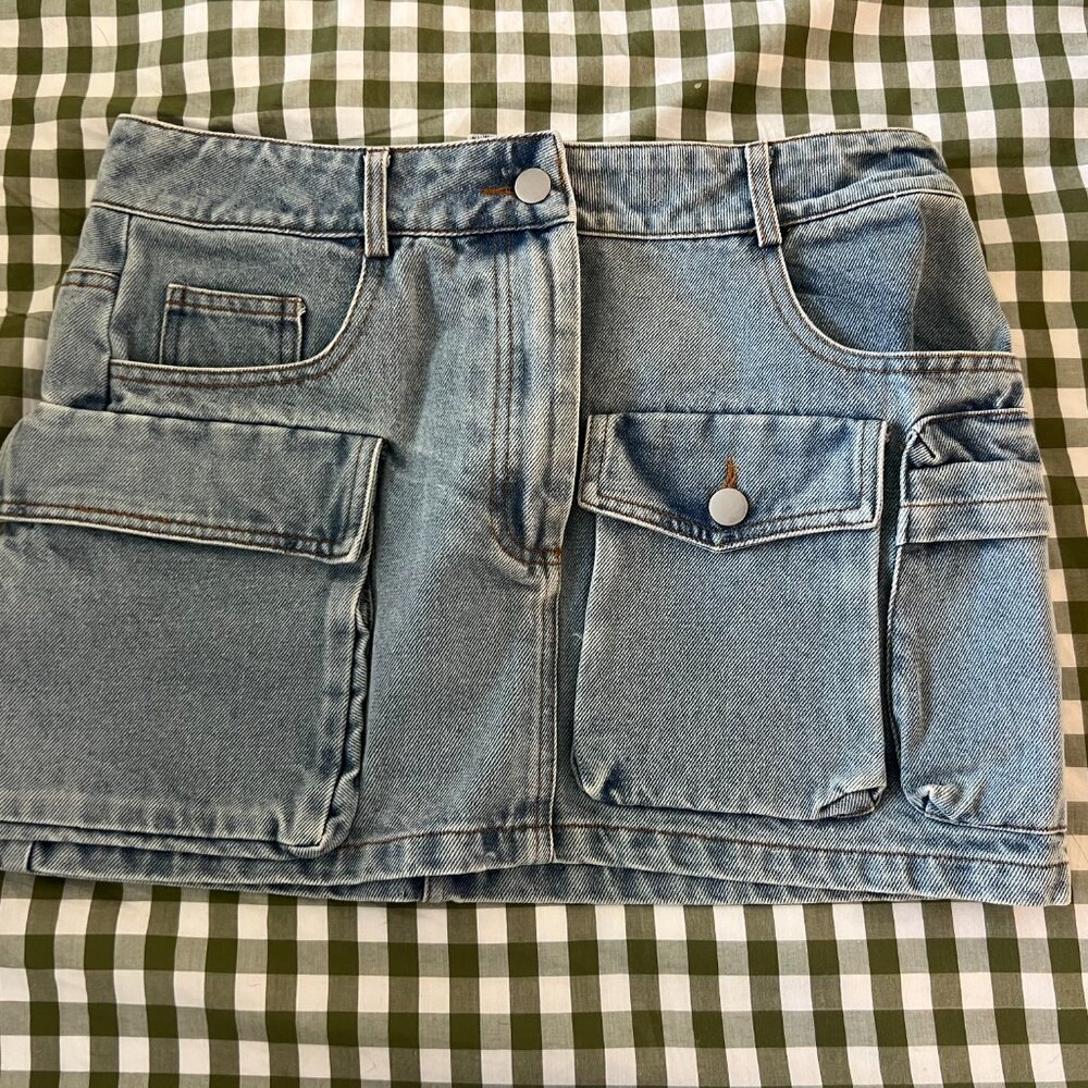Denim Cargo Skirt